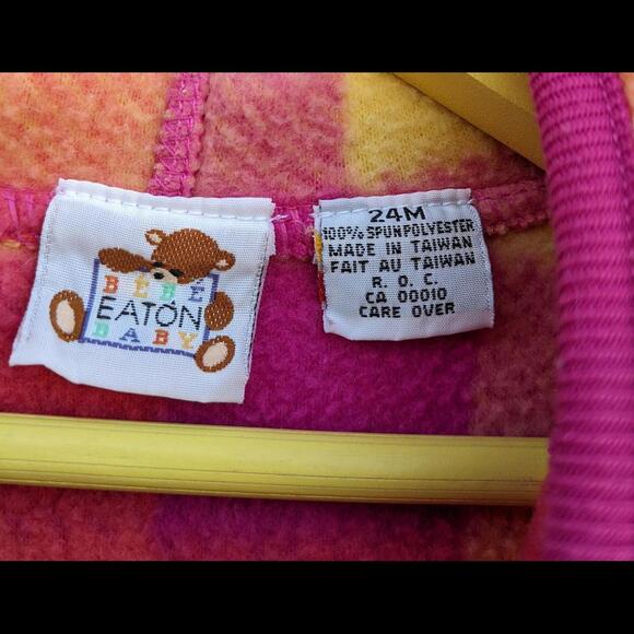 24M Vintage Eaton Baby Fuzzy Pink Pink Yellow Sweater 1990s - Picture 6 of 6